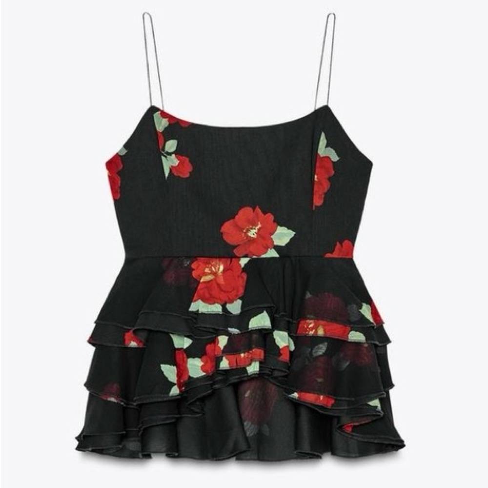 Zara Floral Print Ruffled Top